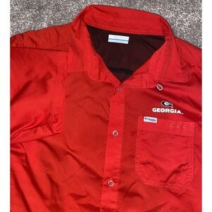 Georgia Bulldogs Columbia PFG Omni Shield Shirt Men L Vented Wick Fish Pattern